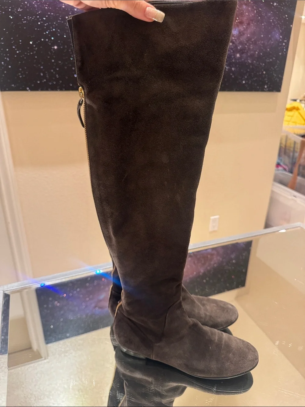 Giuseppe Zanotti Vintage Brown Suede Over the Knee Boots